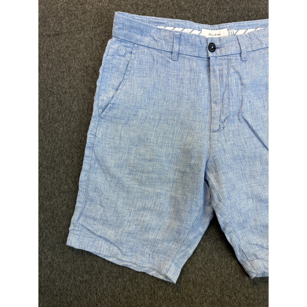Porter & Ash 100% Linen Heather Blue 9" Inseam Shorts Men's Size 29 Casual Beach - Picture 3 of 16